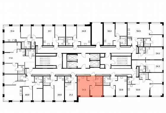 1-комн. квартира, 34.9 м2, 29/32 эт. Москва