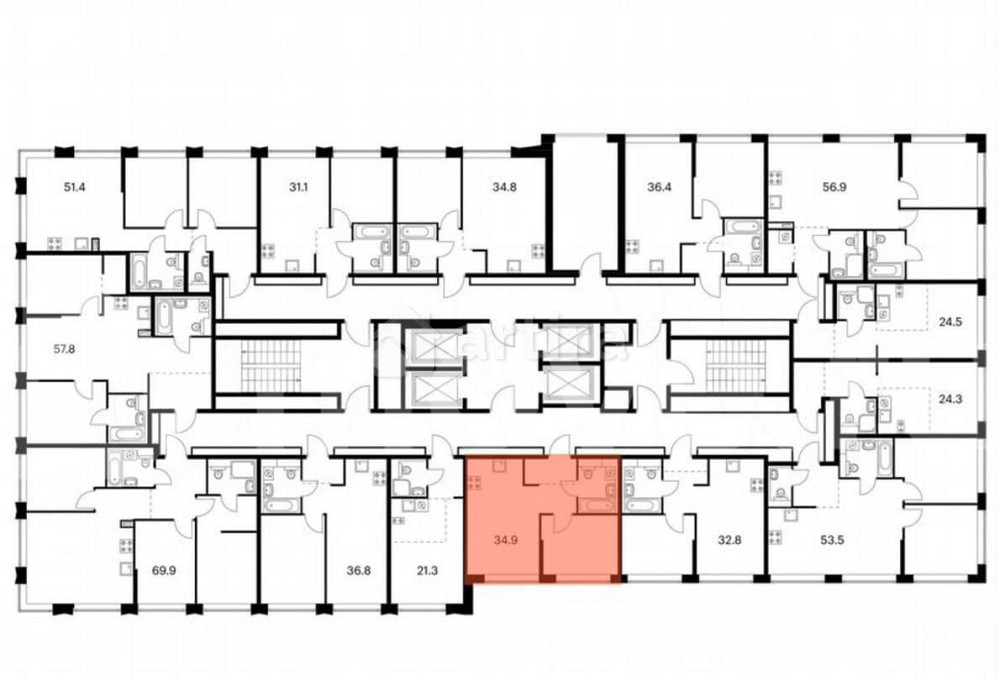1-комн. квартира, 34.9 м2, 29/32 эт. Москва - изображение 3
