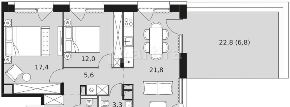 3-комн. квартира, 72.8 м2, 13/17 эт. Москва - изображение 5