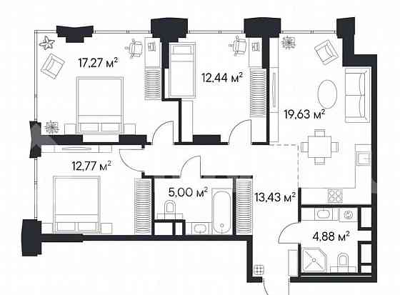 3-комн. квартира, 85.4 м2, 27/28 эт. Москва