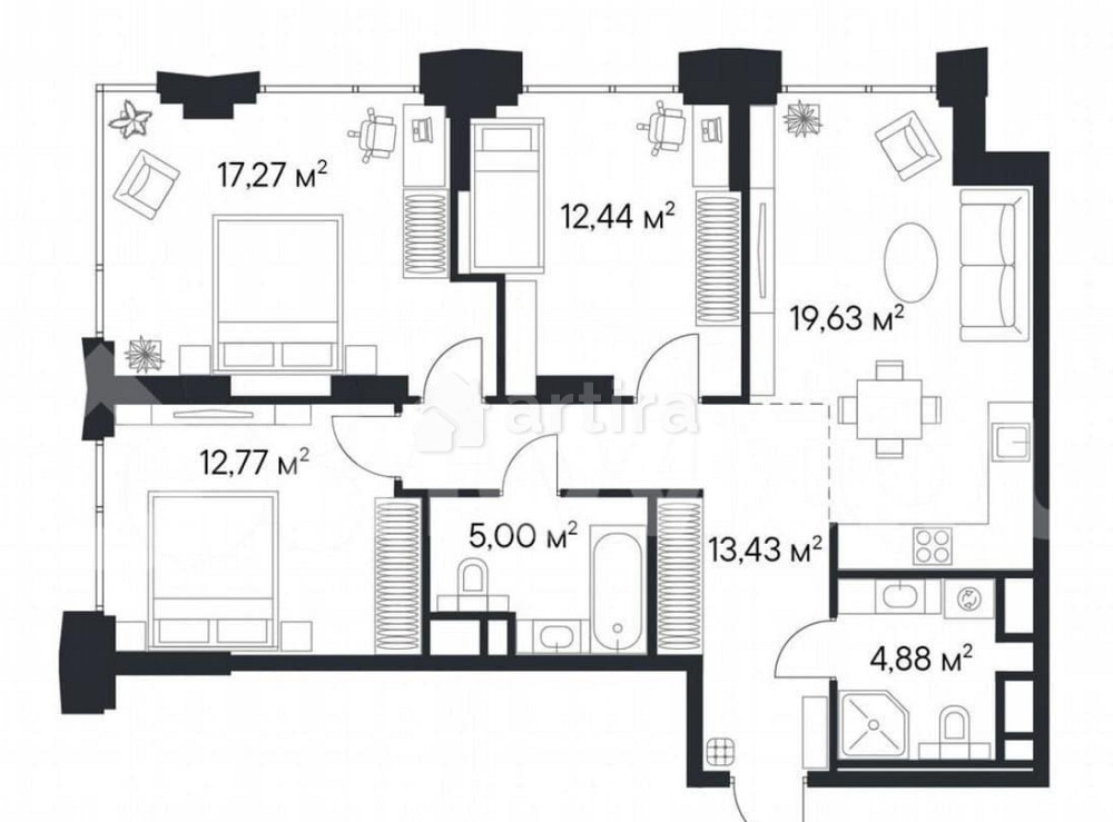 3-комн. квартира, 85.4 м2, 27/28 эт. Москва - изображение 1