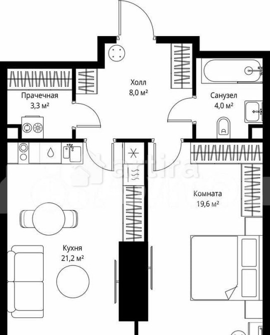 1-комн. квартира, 56.1 м2, 38/90 эт. Москва - изображение 5
