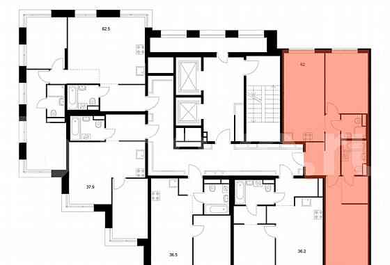 2-комн. квартира, 62 м2, 2/16 эт. Москва