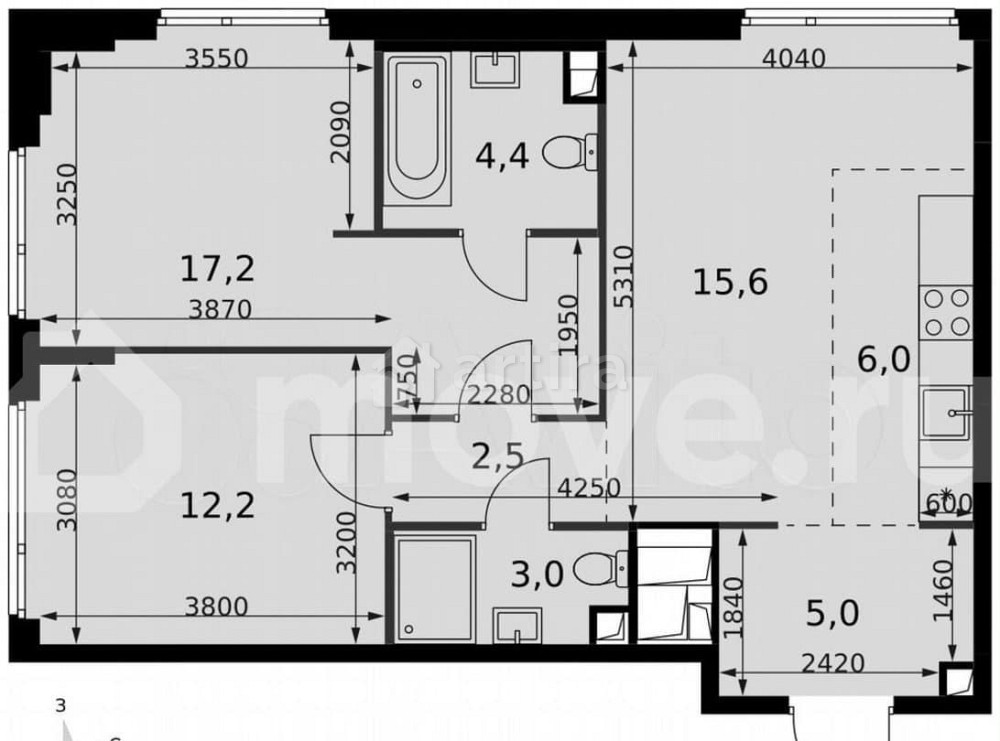 3-комн. квартира, 65.9 м2, 31/42 эт. Москва - изображение 4