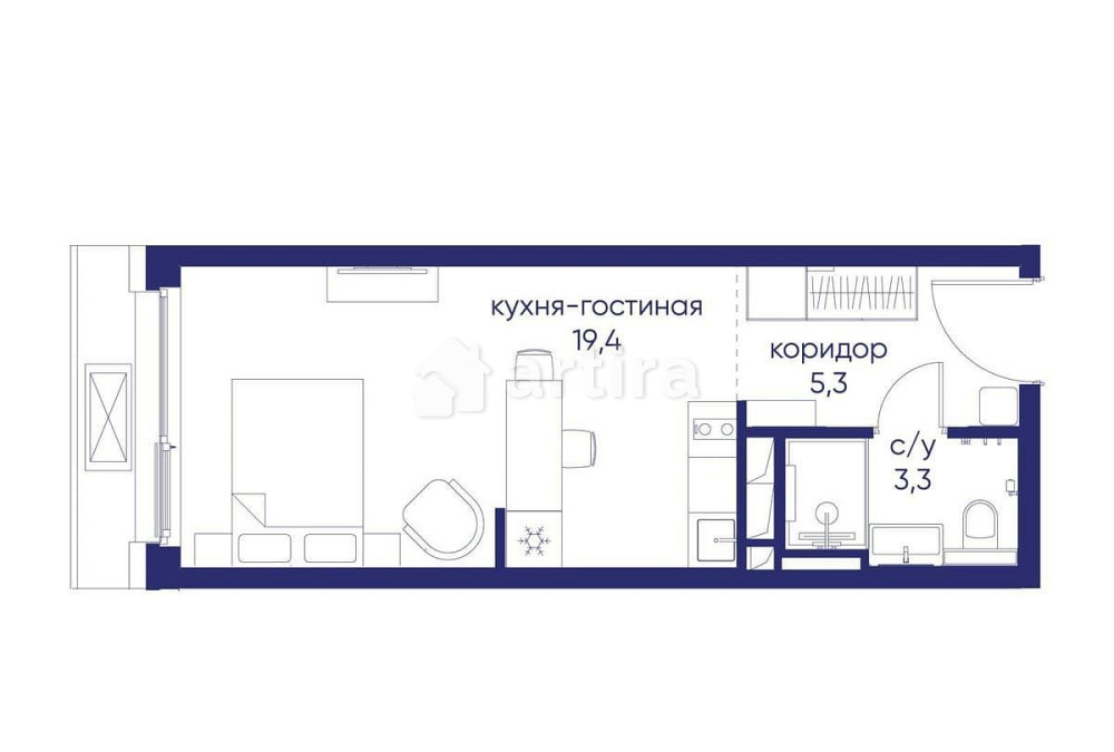 Студия, 28.02 м2, 9/12 эт. Москва - изображение 1