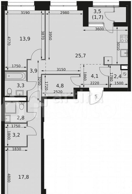 3-комн. квартира, 83.6 м2, 24/44 эт. Москва - изображение 1