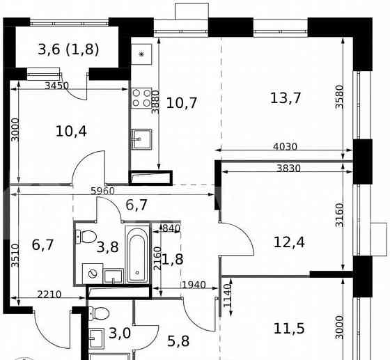 4-комн. квартира, 88.3 м2, 25/25 эт. Москва