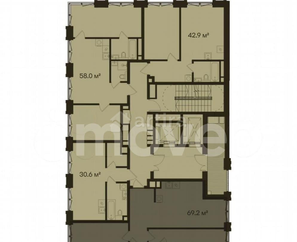 2-комн. квартира, 69.2 м2, 2/5 эт. Москва - изображение 3