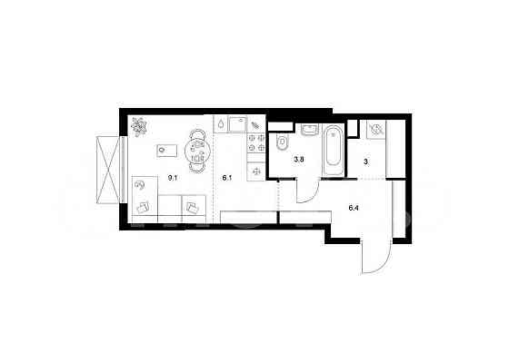 Студия, 28.4 м2, 16/24 эт. Москва