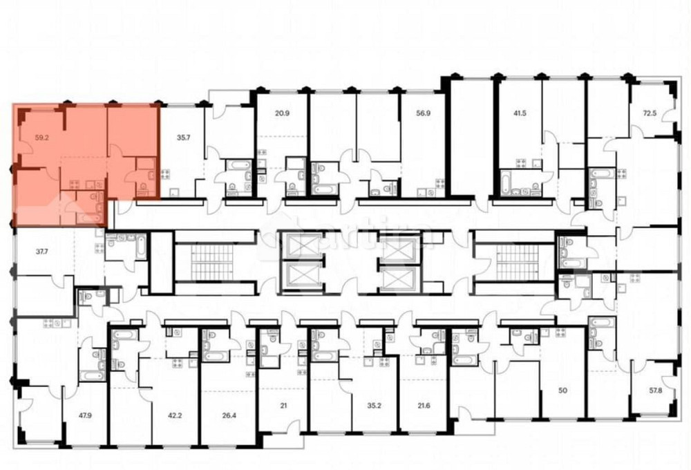 2-комн. квартира, 59.2 м2, 12/32 эт. Москва - изображение 3