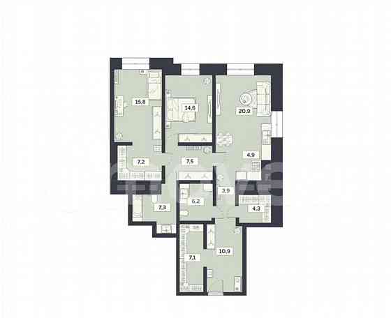3-комн. квартира, 110.7 м2, 13/27 эт. Москва