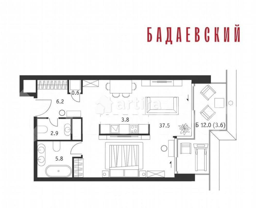 1-комн. квартира, 60.4 м2, 11/18 эт. Москва - изображение 2