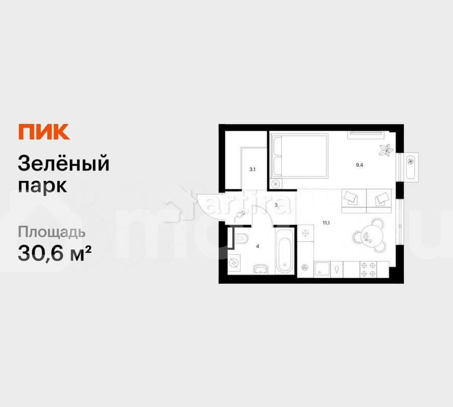 1-комн. квартира, 30.6 м2, 11/13 эт. Зеленоград - изображение 1
