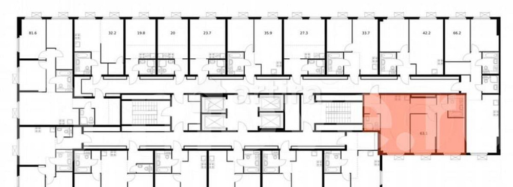 2-комн. квартира, 62.6 м2, 2/33 эт. Москва - изображение 3