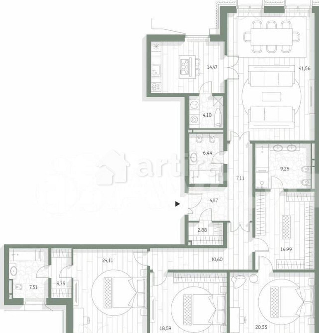 3-комн. квартира, 198.5 м2, 2/7 эт. Москва - изображение 2
