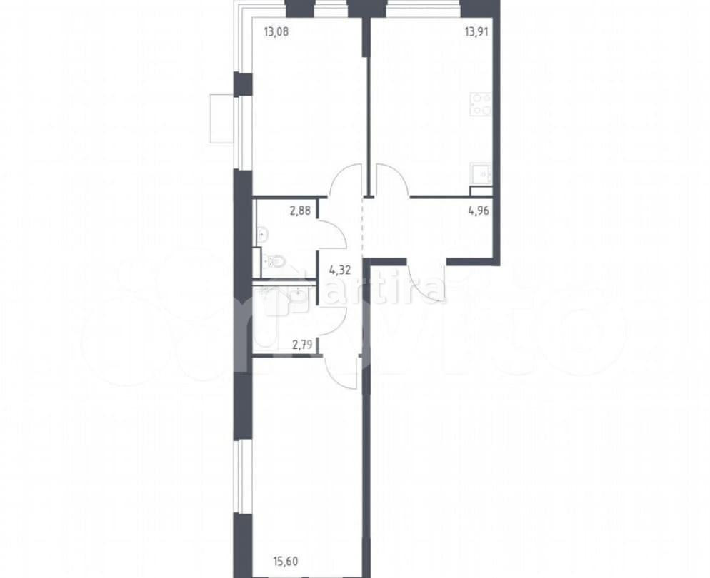 2-комн. квартира, 57.5 м2, 5/16 эт. Москва - изображение 2