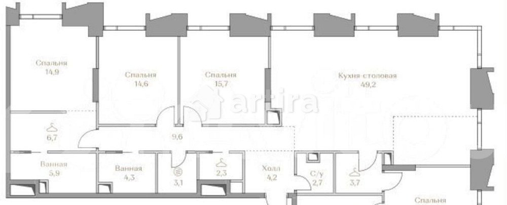 4-комн. квартира, 156.2 м2, 8/12 эт. Москва - изображение 1