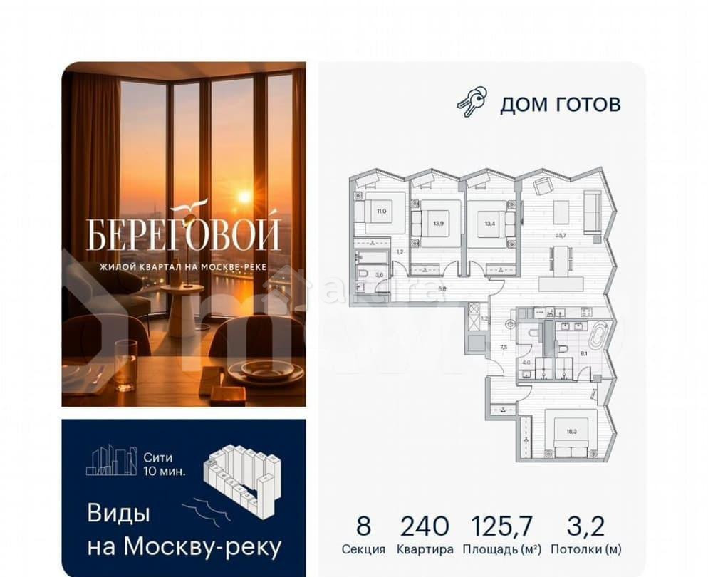 4-комн. пентхаус, 125.7 м2, 2/13 эт. Москва - изображение 1