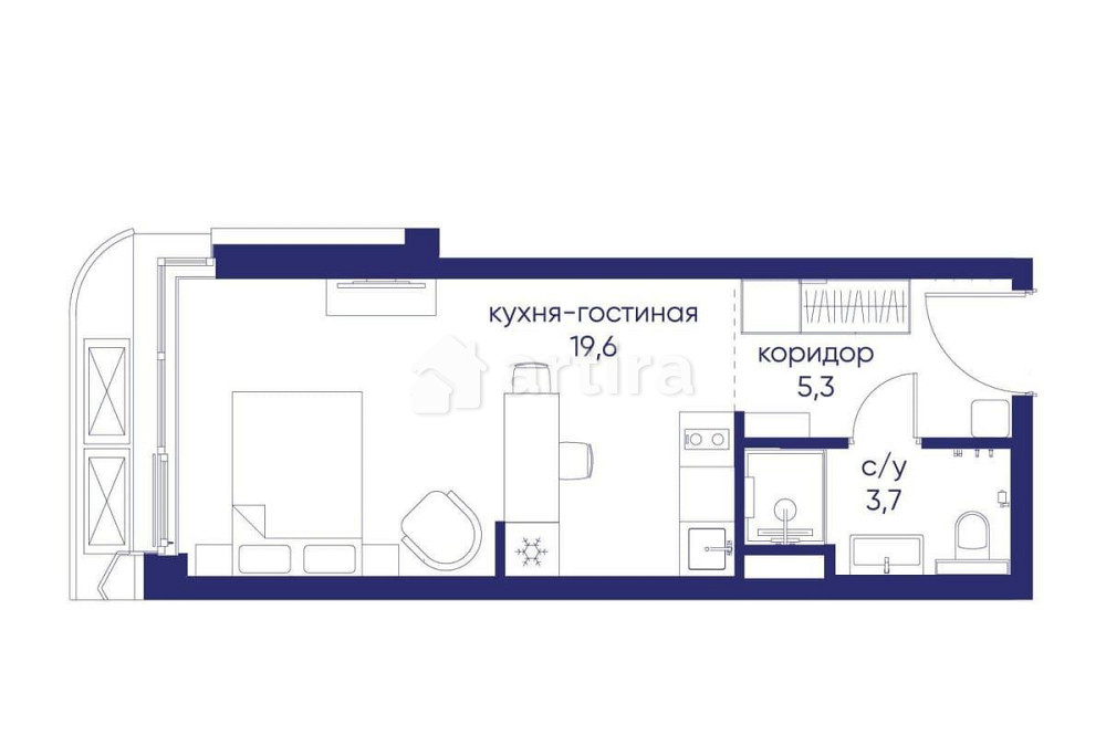 Студия, 28.62 м2, 2/19 эт. Москва - изображение 17