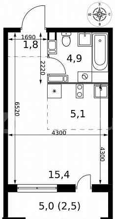 Студия, 29.7 м2, 8/25 эт. Москва