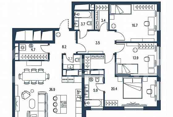 4-комн. квартира, 124.1 м2, 20/21 эт. Москва