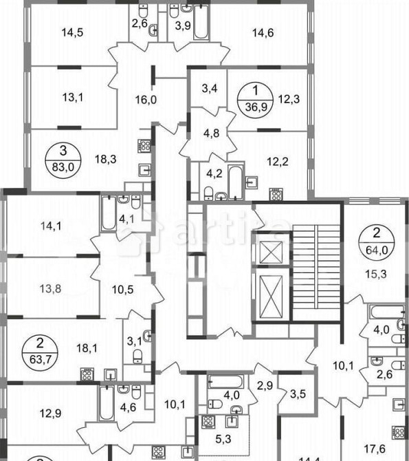 2-комн. квартира, 55.7 м2, 15/17 эт. Москва - изображение 3