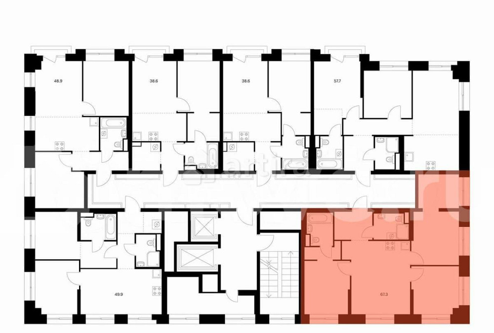3-комн. квартира, 67.3 м2, 12/19 эт. Москва - изображение 3