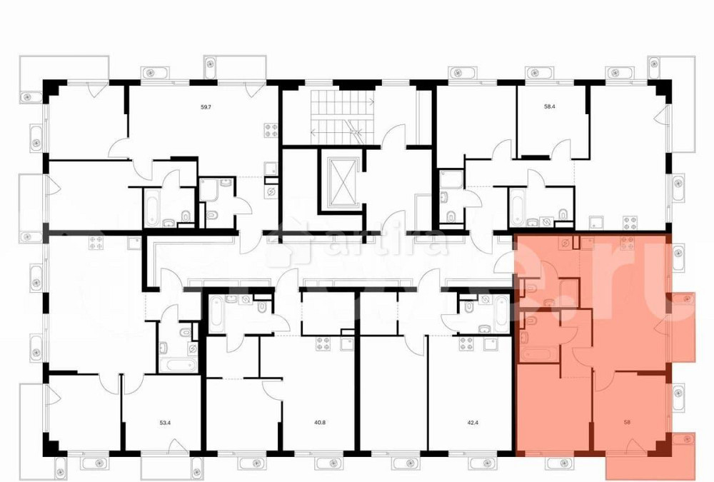 2-комн. квартира, 58.1 м2, 4/9 эт. Москва - изображение 3