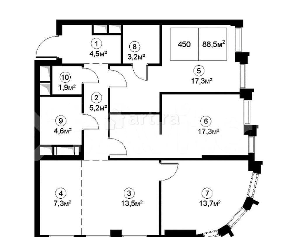 3-комн. квартира, 88.5 м2, 13/29 эт. Москва - изображение 1