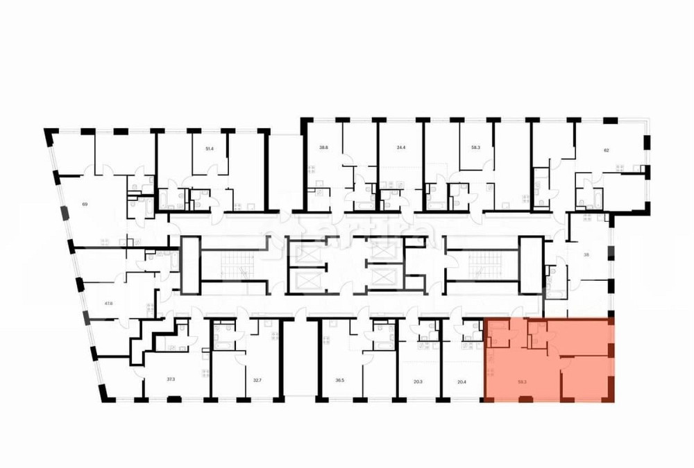 2-комн. квартира, 59.3 м2, 22/43 эт. Москва - изображение 3