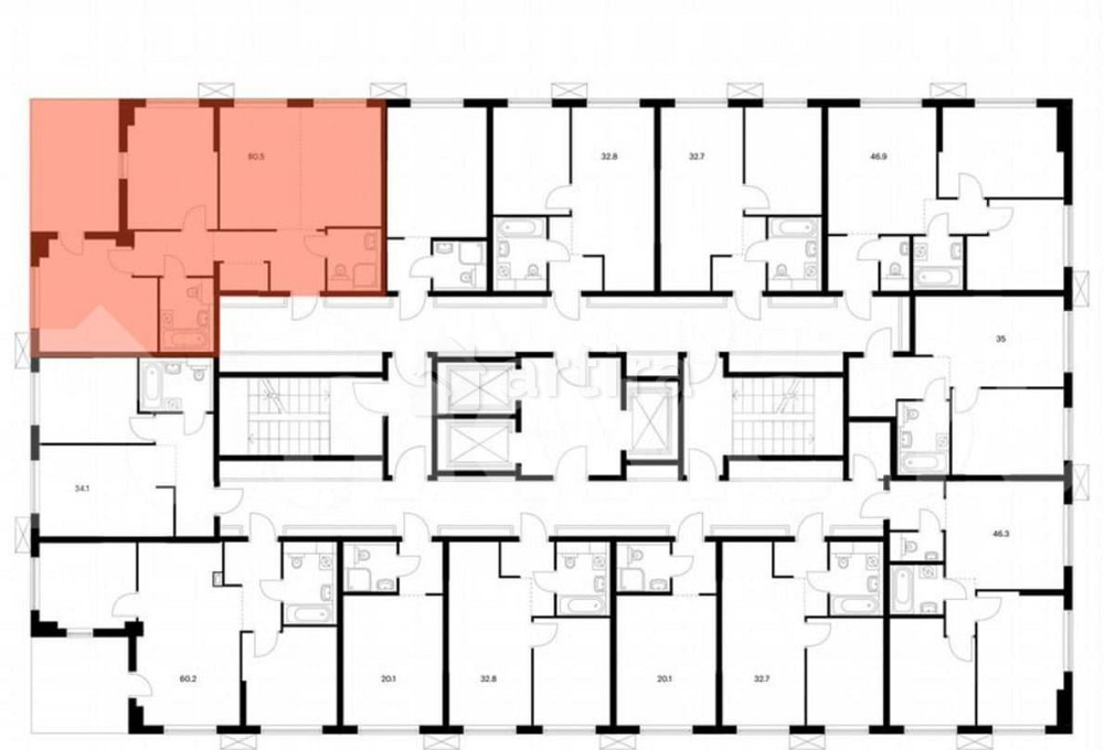 3-комн. апарт-ы, 80.5 м2, 22/24 эт. Москва - изображение 3