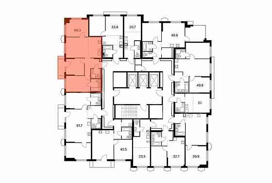 3-комн. квартира, 69.3 м2, 21/24 эт. Москва