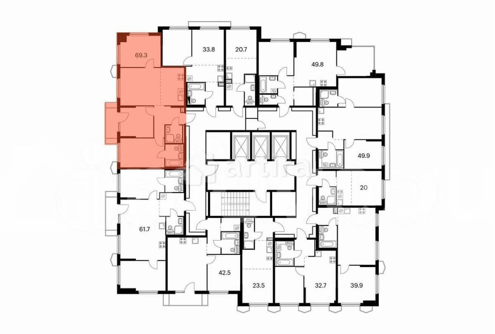 3-комн. квартира, 69.3 м2, 21/24 эт. Москва - изображение 1