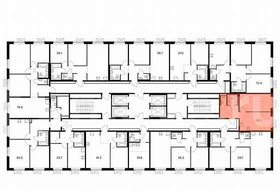 1-комн. квартира, 42.2 м2, 13/25 эт. Москва