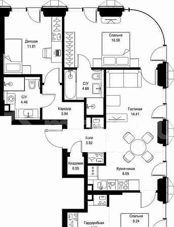3-комн. квартира, 83.6 м2, 10/52 эт. Москва