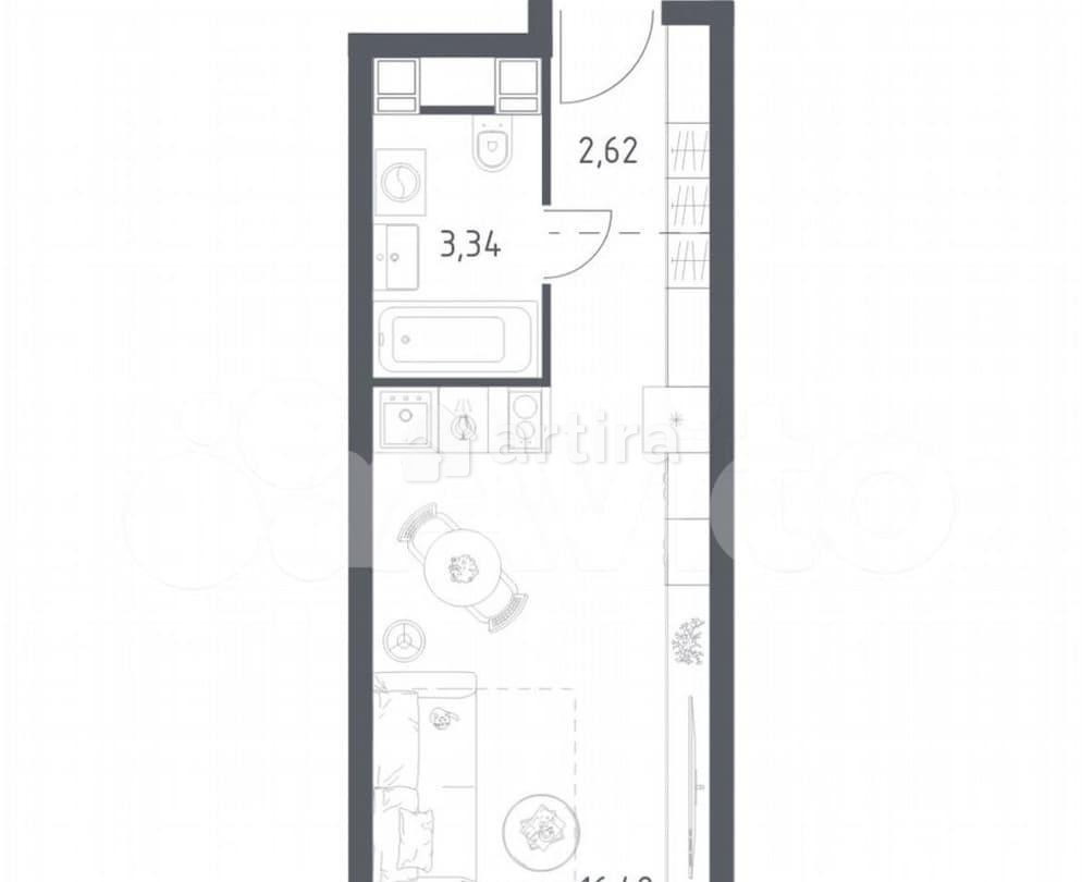 Студия, 22.4 м2, 14/28 эт. Москва - изображение 1