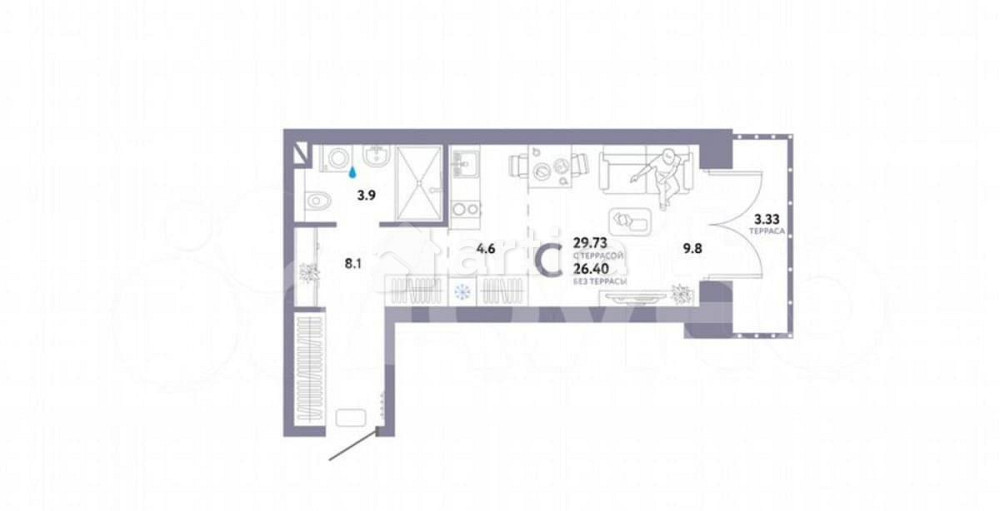 Студия, 30 м2, 8/28 эт. Москва - изображение 2