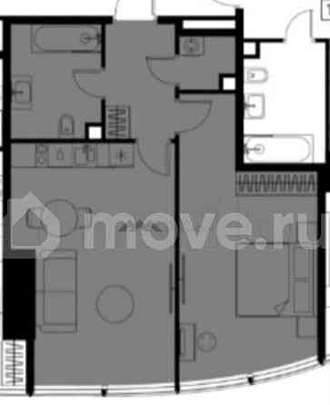 1-комн. квартира, 53.6 м2, 54/90 эт. Москва