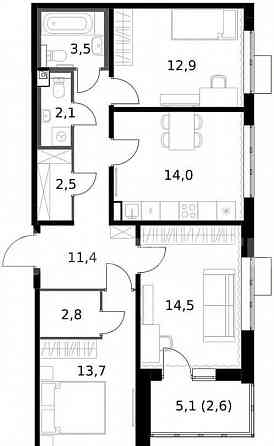 3-комн. квартира, 80 м2, 17/24 эт. Москва