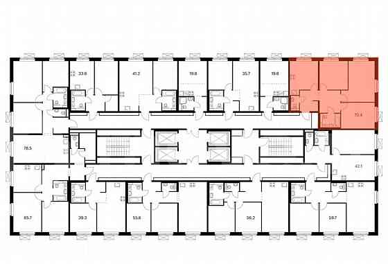 3-комн. квартира, 72.4 м2, 22/25 эт. Москва