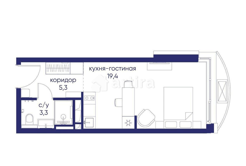 Студия, 28.02 м2, 4/19 эт. Москва - изображение 1
