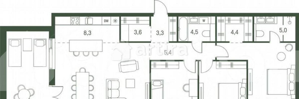 3-комн. квартира, 117.3 м2, 39/40 эт. Москва - изображение 3