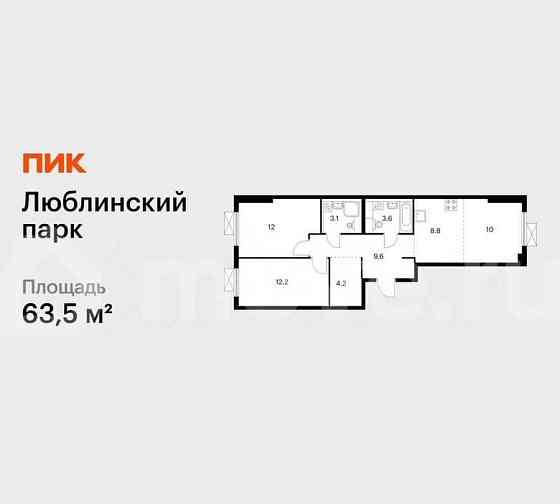 2-комн. квартира, 63.5 м2, 15/16 эт. Москва
