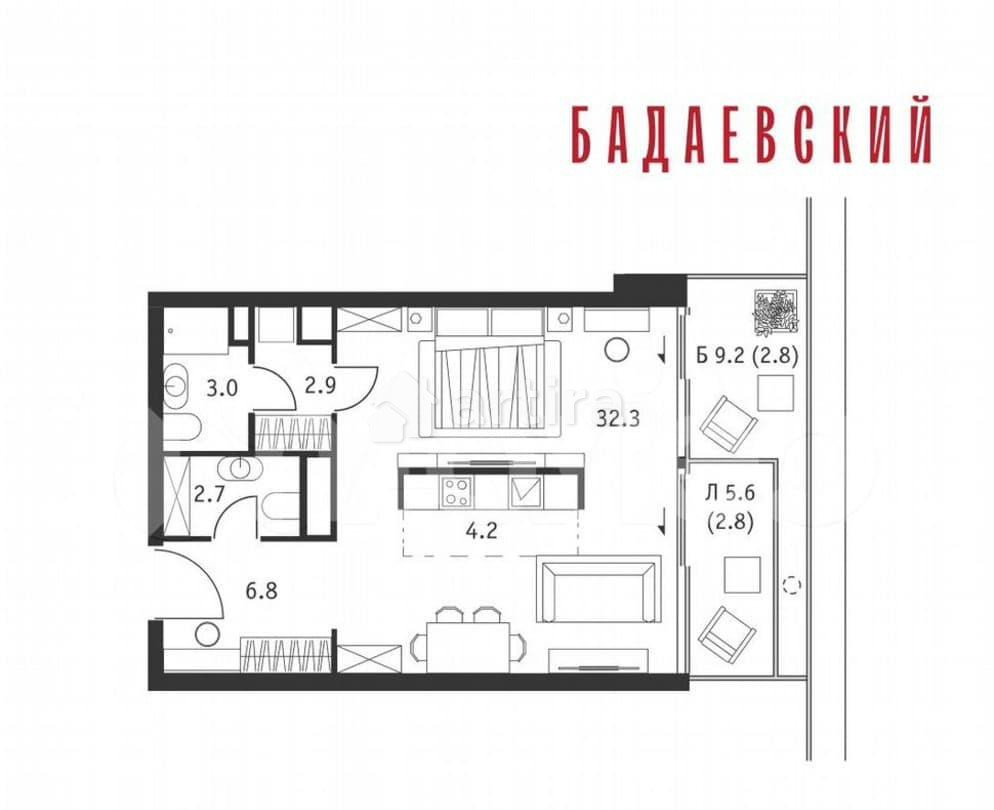 1-комн. квартира, 57.5 м2, 15/18 эт. Москва - изображение 3