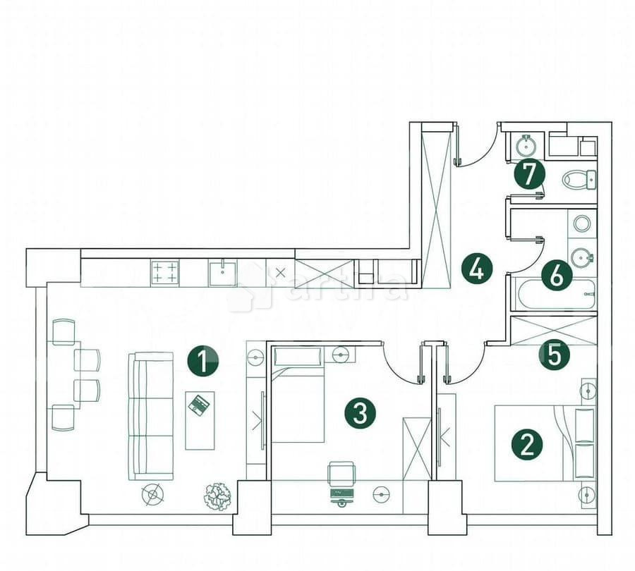 3-комн. квартира, 65.1 м2, 6/32 эт. Москва - изображение 3