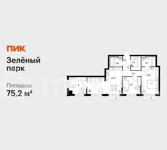 3-комн. квартира, 75.2 м2, 10/13 эт. Зеленоград