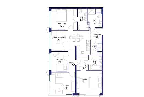4-комн. квартира, 112.62 м2, 3/24 эт. Москва
