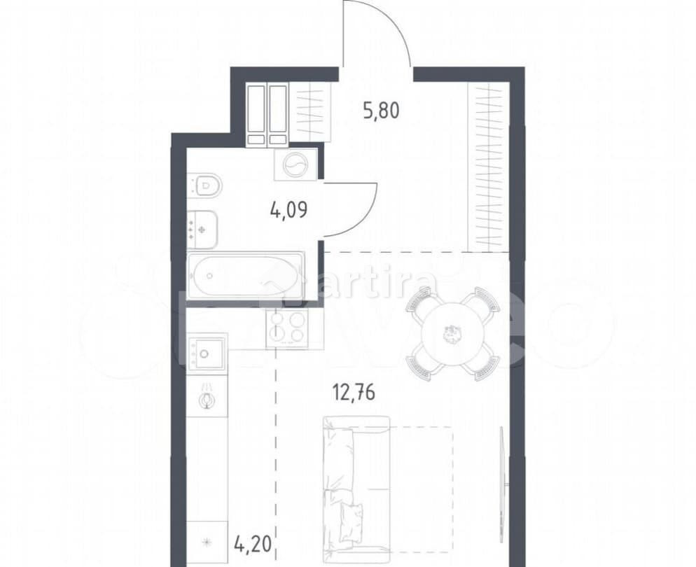 Студия, 26.9 м2, 13/23 эт. Москва - изображение 7