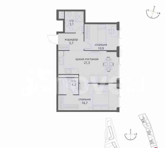 2-комн. квартира, 64.1 м2, 10/38 эт. Москва