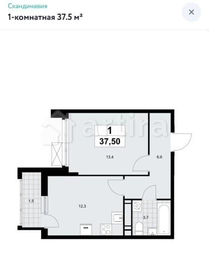 2-комн. квартира, 38 м2, 11/17 эт. Москва - изображение 4